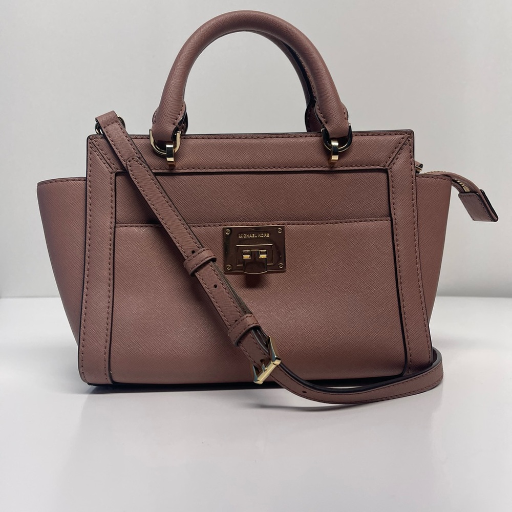 Michael Kors Tina Large satchel Bag in Saffiano Leather Dusty Rose